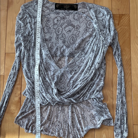 Free People Beautyful Gray Floral Lace Blouse - Picture 5 of 7